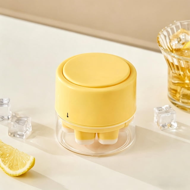 Linnome Sealed Ice Maker with Lid Portable Press Type Ice Tray for Kitchen Home Bar Party Easy Release 3x3x2.9in