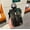 Style 1 Black, variant on Flat Square Water Bottle, Transparent Slim Canteen with Adjustable Strap for Travel Sport Camping