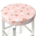 thumbnail image 3 of KLL Rabbit And Cherry Round Bar Chair Cushion Cover 14 inch ,Bar Stool Protector with Elastic, Soft Washable, 3 of 6