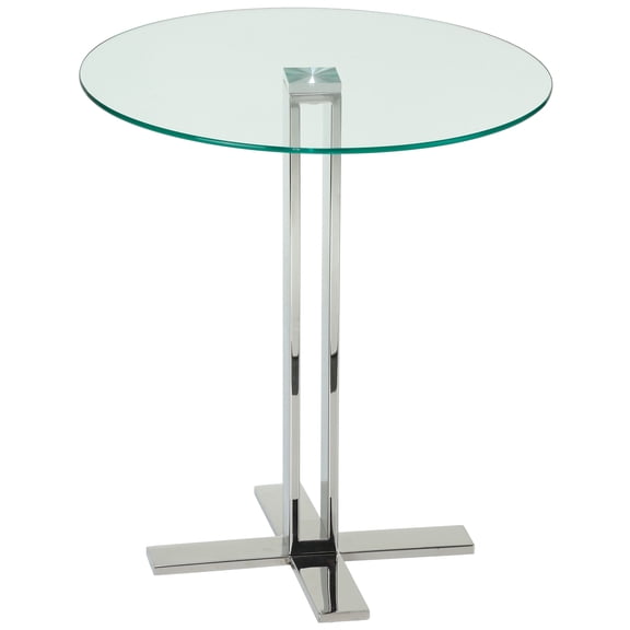 Cortesi Home  Solen Round Clear Glass End Table