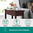 thumbnail image 3 of Flip Top Narrow End Table with Storage, Narrow Side Tables for Small Spaces, Slim End Table with Storage Shelf, Sofa Table for Bedroom, Living Room, Set of 2 - Cherry, 3 of 9