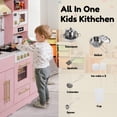 thumbnail image 3 of AILEEKISS Wood Kids Play Kitchen, Pretend Kitchen Playset for Children Age 3 Years up, Pink, 3 of 11