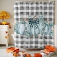 thumbnail image 3 of Shower Curtain 72"W x 72"L Fall Thanksgiving Green Pumpkins Black White Plaid Fabric Shower Curtains Set with Hooks Water Repellent Bathroom Curtains Machine Washable Bathroom Accessories, 3 of 6