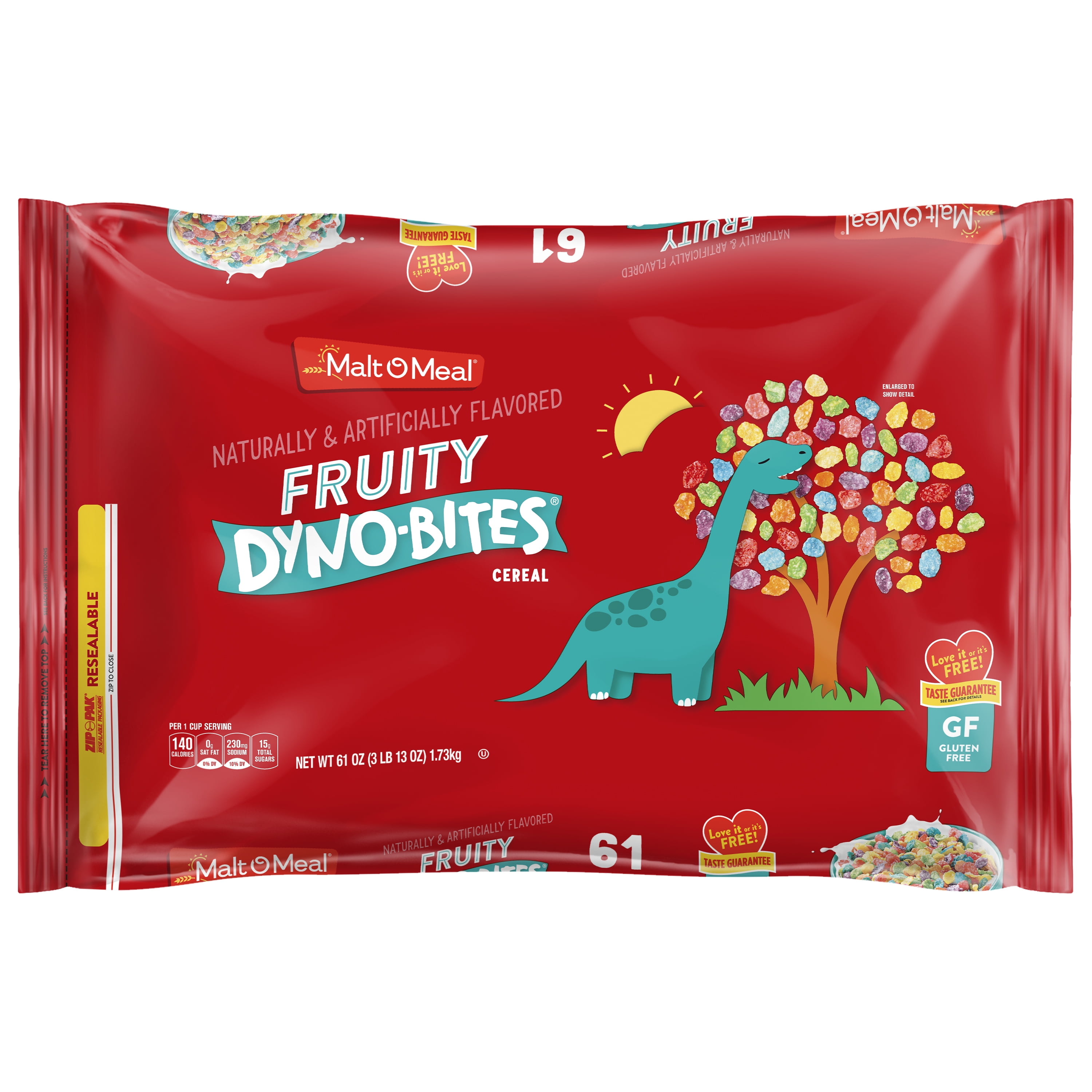 MaltOMeal Fruity Dyno Bites Cereal, Gluten Free Breakfast Cereal, 61