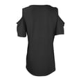 thumbnail image 6 of Scyoekwg Trendy Women’s T Shirts Casual Dressy Loose Lightweight Blouses Summer Short Sleeve Tops Solid Color Round Neck Cold Shoulder Tops Shirts Blouses Black XXXL(14), 6 of 6