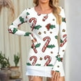 thumbnail image 4 of Long Sleeve Christmas Shirts for Women Cute Xmas Tree Print Casual Knit Tops Slim Fitted Pullover Tee, 4 of 5