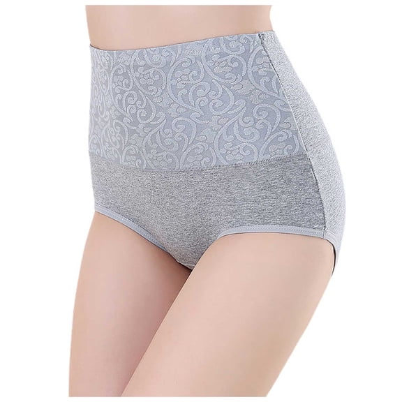 GEWSEY Womens Underwear Full Coverage Panties for Ladies Soft Breathable Cotton Briefs High Waisted Hipster (Grey, XL)