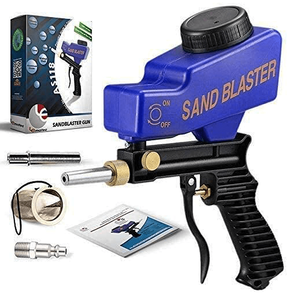 LEMATEC 1/4" Sandblaster Gun With Air Filter Water Oil Separator Nozzle Air Tool 