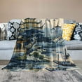 thumbnail image 2 of Shiartex Chinoiserie Pagoda Throw Blanket Blue and White Fuzzy Blanket Blankets Super Comfort Warmth Coral  Blanket for Couch Bed Chair Office Sofa, 2 of 6