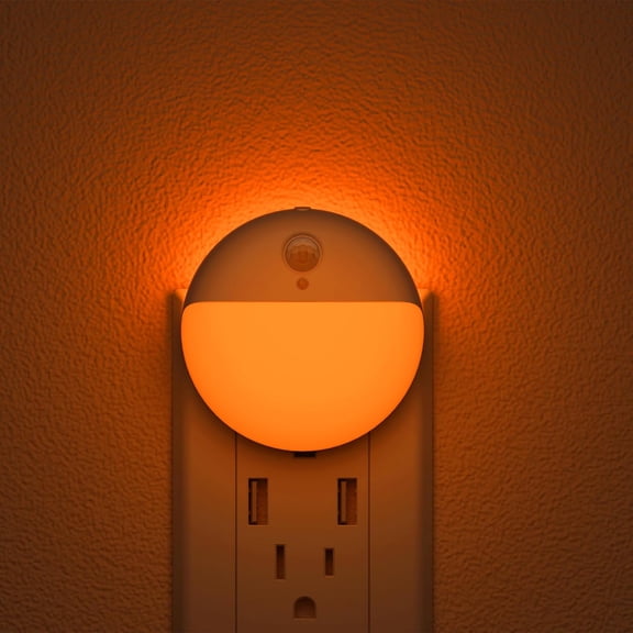 Amber Night Lights Plug into Wall, Motion Sensor Nightlight, 2 Pack