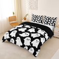 thumbnail image 2 of Homewish Cartoon Halloween Ghost Bedding,Simple Spooky Pattern Duvet Cover Full,Black White,Black Reversible,3pcs,1 Duvet Cover and 2 Pillowcases, 2 of 6