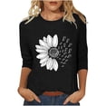 thumbnail image 1 of T-Shirts Décontractés à Col Rond Imprimé Floral Manches 3/4 pour Femmes, Pack de T-Shirts Burnout pour Femmes, Ensemble de T-Shirts d'Entraînement pour Femmes, 1 of 5