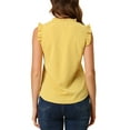 thumbnail image 4 of INSPIRE CHIC Women's Ruffled Sleeveless Pullover V- Neck Work Blouses Tops L Yellow, 4 of 7