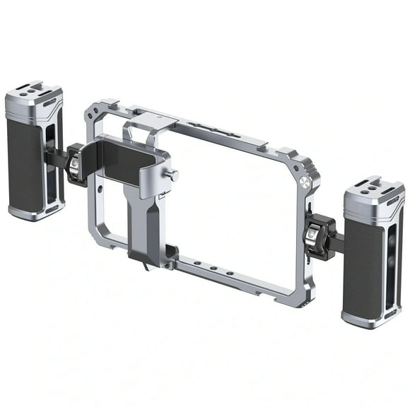 Ulanzi Universal Phone Video Rig – Dual Handle Aluminum Alloy Smartphone Cage for Vlogging, Filmmaking, and Live Streaming with 12× 1/4" Mounts and Power Bank Clip (Fits 66–83mm Phones)