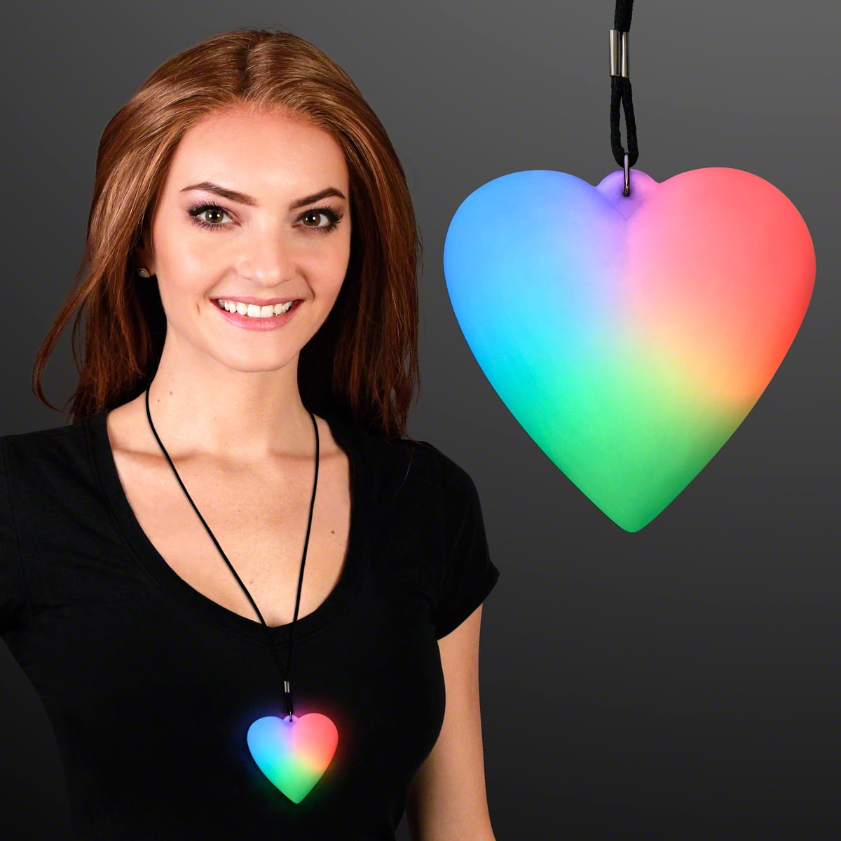FlashingBlinkyLights Color Change LED Heart Light Up Necklace
