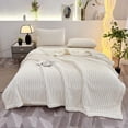 thumbnail image 4 of ROSEKIND Ultra Large Striped Flannel Sherpa Reversible Weighted Throw Blanket-90X90inch, 4 of 5