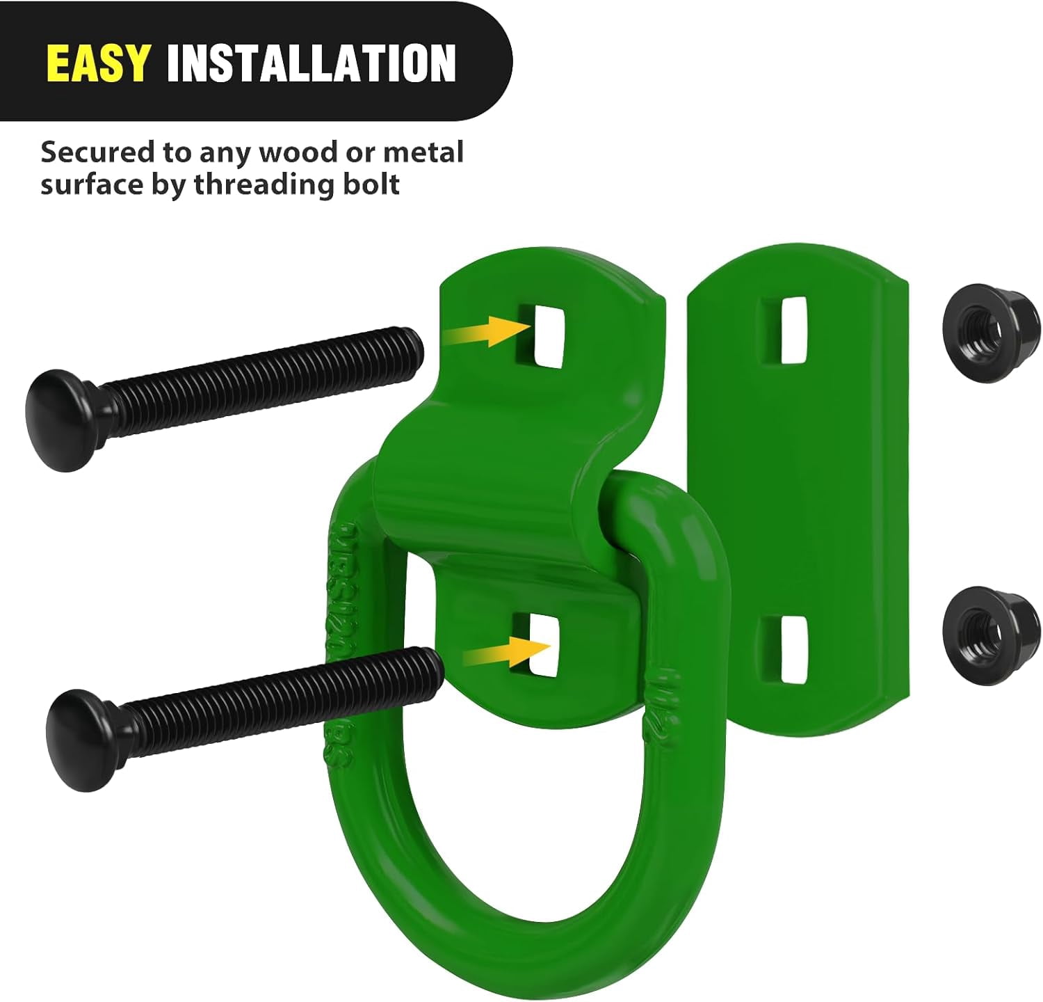 Nilight 4 Pcs D Ring Tie Down Anchor 1/2" Heavy Duty Tie Down Rings with Screws Bolts on Trailer Truck Bed Cargo 12000 Lbs Break Strength Tie Down Anchors Hook Green