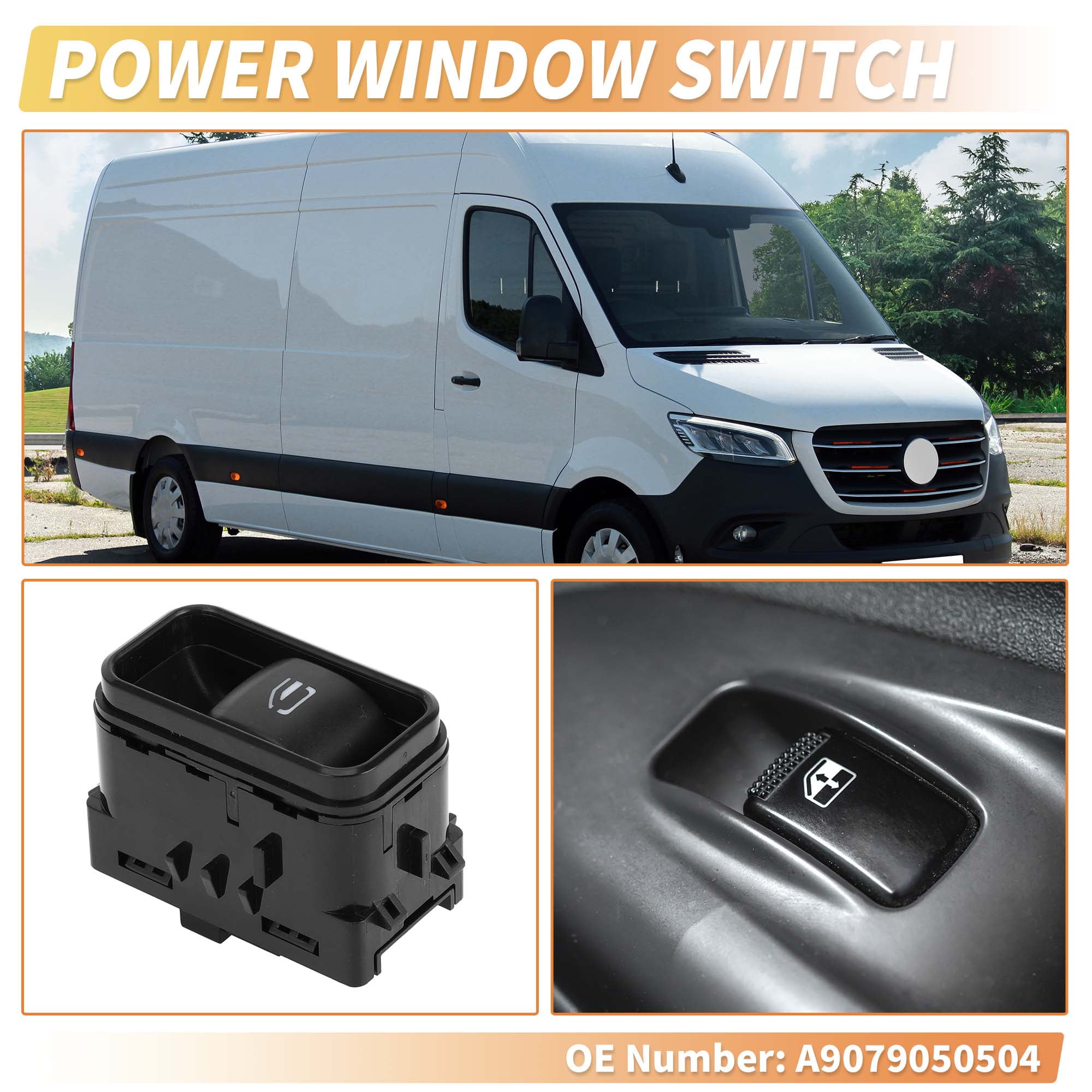 Unique Bargains Power Window Switch for Mercedes-Benz Sprinter W907 2019-2021 Black