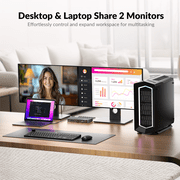 AV Access 8K KVM Switch 2 Monitors 2 Computers for Laptop & Desktop, 100W USB C Charge for Laptop, Ethernet, Docking Station Dual Monitor 8K@60Hz/4K@165Hz, 4xUSB 3.2, Audio, SD, Wired Remote Control(