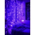 thumbnail image 4 of Ahot  300 LED Purple Fairy Curtain Lights, 9.8ft x 9.8ft Curtain String Lights, USB Plug in 8 Lighting Modes LED Christmas String Hanging Lights with Remote for Bedroom Indoor Outdoor Weddings, 4 of 14