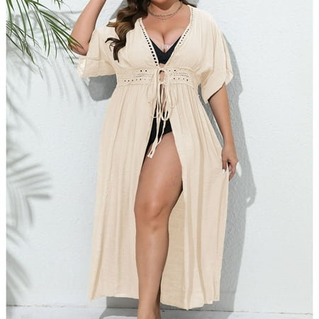 KIHOUT Cardigans For Women Plus Sizes ClearanceWomens Bathing Suit Bikini Swimsuit Coverup Beach Tassels Loose Hollow Out Cover Up Coat Cardigan