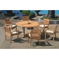 thumbnail image 5 of Grade-A Teak Dining Set: 6 Seater 7 Pc: 60" Round Table And 6 Leveb Stacking Arm Chairs Outdoor Patio WholesaleTeak #51LV1207, 5 of 5