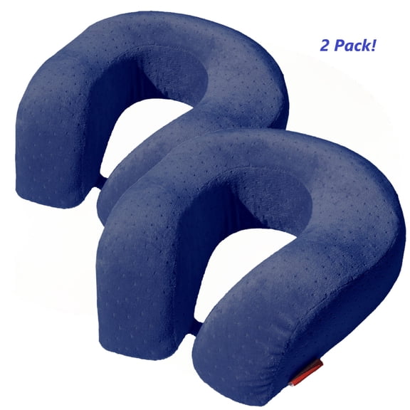 Bookishbunny 2 Pack Memory Foam Large U Shape Travel Pillow Neck And Head Support