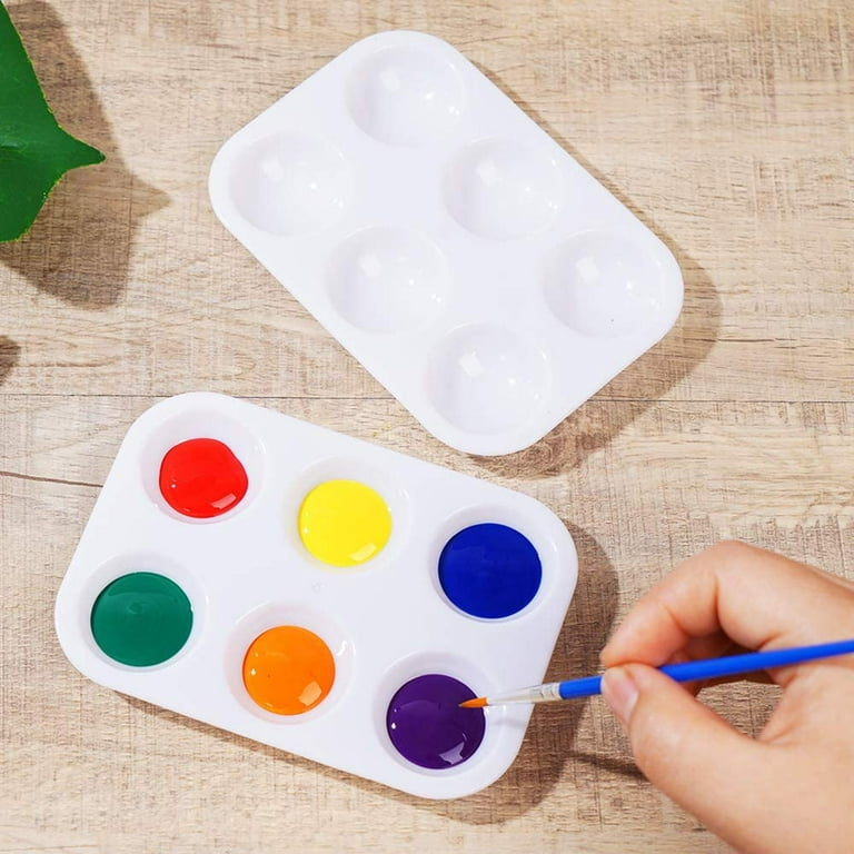 30 Pack White Art Paint Tray Palette, Rectangular Plastic Paint
