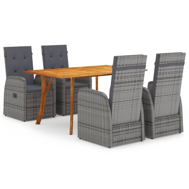 vidaXL Ensemble de Salle à Manger de Jardin 5 Pcs Gris