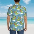 thumbnail image 3 of Lsque Dino Christmas Adventure Snowy Blue pattern Hawaiian Shirt for Men, Unisex Summer Beach Casual Short Sleeve Button Down Shirts-Medium, 3 of 9