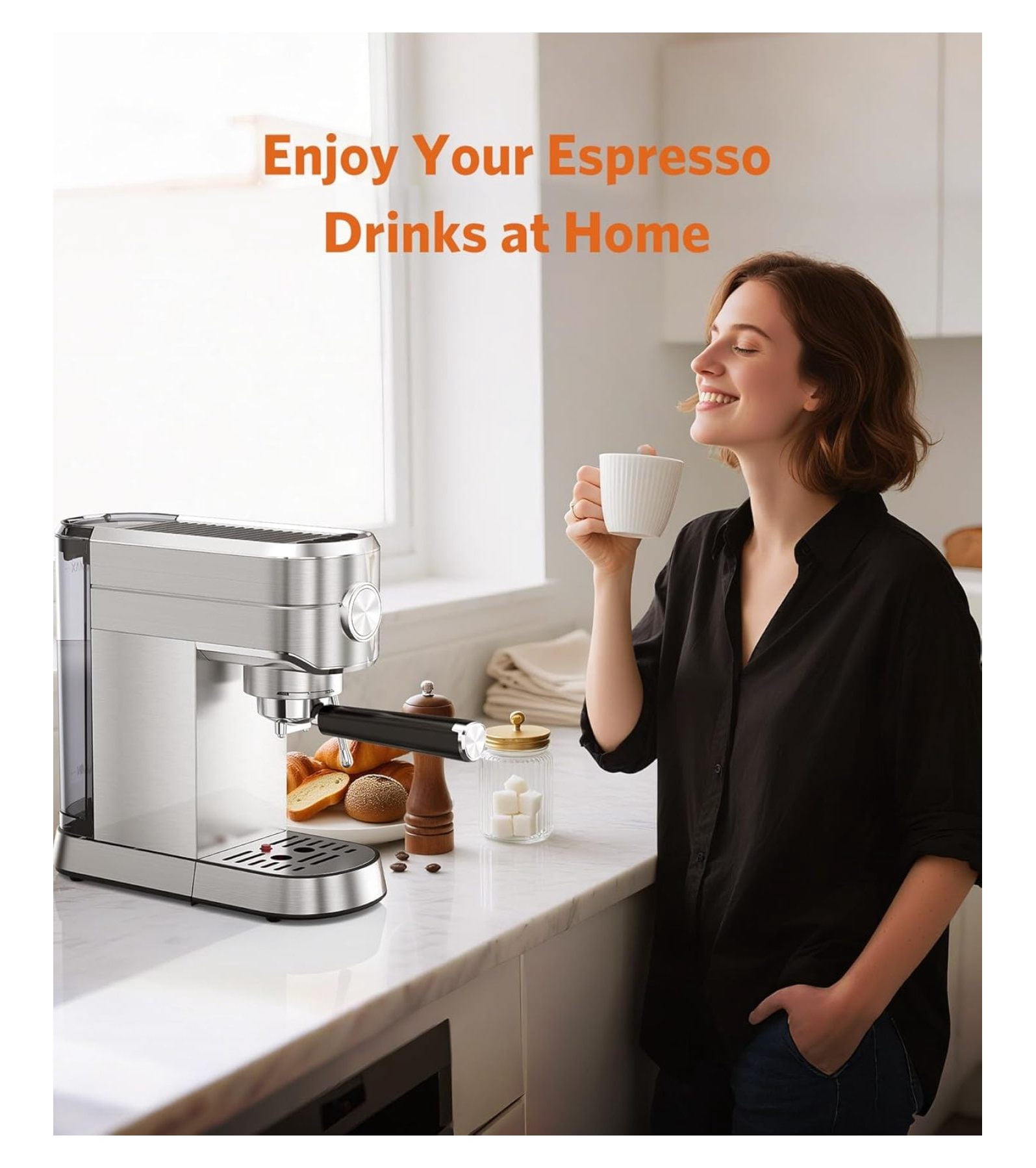 Espresso Machine 20 Bar,Compact Espresso Machine with Milk Frother,Stainless Steel Coffee Maker with 40 oz Removable Water for Cappuccino,Latte