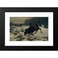 thumbnail image 2 of Otto von Thoren 14x11 Black Modern Framed Museum Art Print Titled - A Cow is Incurred by Wolves (Before 1872), 2 of 5