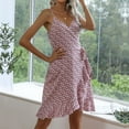 thumbnail image 2 of IROINNID Wrap Dress For Women Fashion Floral Print Long Sleeve Casual Dress V-Neck Below The Knee Dress, 2 of 9