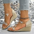 thumbnail image 4 of Butterfly Rhinestones Dress Sandals for Women 2025 Bling Gold Clear Wedge High Heels Bride Wedding Shoes, 4 of 7