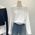 thumbnail image 4 of Autumn Winter One Shoulder Cotton Long Sleeve Slant Shoulder Женская одежда с широкими трюфелями в стиле, 4 of 5