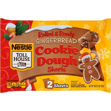 Nestle Toll House Rolled & Ready Gingerbread Cookie Dough Sheets, 12 ...