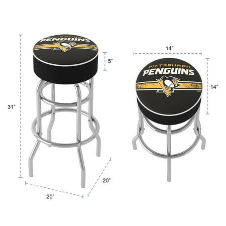 Pittsburgh Penguins NHL Padded Swivel Bar Stool - Black, Gold, White
