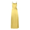 thumbnail image 4 of WTOBBY Women Summer Backless Long Satin Dress Cowl Neck Cross Spaghetti Strap Party Gown for Formal Evening Events and Special Occasions,Yellow S, 4 of 5