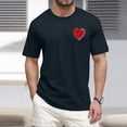 thumbnail image 2 of T-Shirt Graphique pour Homme de la Saint-Valentin avec Imprimé Cœur Pailleté Rouge, Tissu Doux, Tenue Décontractée d'Été et pour Rendez-Vous, Navy, TG, 2 of 4