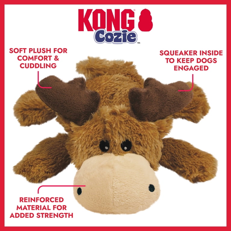 KONG® Cozie™ Plush Dog Toy with Squeaker, Marvin the Moose, Extra