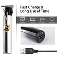 thumbnail image 4 of Clipper del cabello USB Recargables Adultos Afeitadora Mujeres Hombres Trimmer Pelón Groomer Acero Inoxidable Portátil Portátil Equipo de peluquero Plata Kearding CE001474-02B, 4 of 6