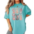 thumbnail image 4 of Retro Floral Bunnies Shirt for Women and Teens Girly Coquette Easter Bunny Tee Seafoam Shirt Adult X-Large, 4 of 5