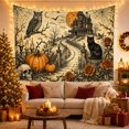 thumbnail image 3 of Cats Hand Drawn with Textured Parchment Story Mansion, Playful Gothic for Cat Lovers, Cat Wall Art, Halloween Gift, Tapestry Wall Hanging for Bedroom, Living Room and Dorm, 3 of 7