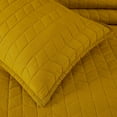 thumbnail image 4 of Chezmoi Collection Madrid Herringbone Geometric Solid Cotton Lightweight Quilt, 3-Piece Quilt Set, King, Mustard Yellow, 4 of 9