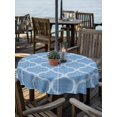 thumbnail image 2 of Outdoor Tablecloths with Umbrella Hole & Zipper, Blue Morocco Round Tablecloth 54 Inch, Moroccan Abstract Geometric Quatrefoil Plaid Waterproof Table Cloth, Patio/Pool/Picnic Table Covers, 2 of 8