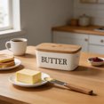 thumbnail image 5 of Butter Dish with Lid,Butter Keeper with Thick Wood Lid,Large Ceramic Butter Container, Kitchen Decor and Accessories for Kitchen Gifts, 5 of 6