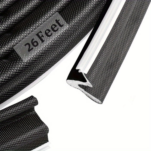 26ft Door & Window Weatherstrip, Q-Lon Foam Seal for 5-16mm Gaps, Polycarbonate Draft Stopper - Black