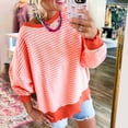 thumbnail image 2 of WEAIXIMIUNG Chemises à Manches Longues pour Femmes Entraînement Mode Décontractée Manches Longues Col Rond Sweatshirts Imprimé Rayé Pull Sans Capuche Haut, 2 of 8