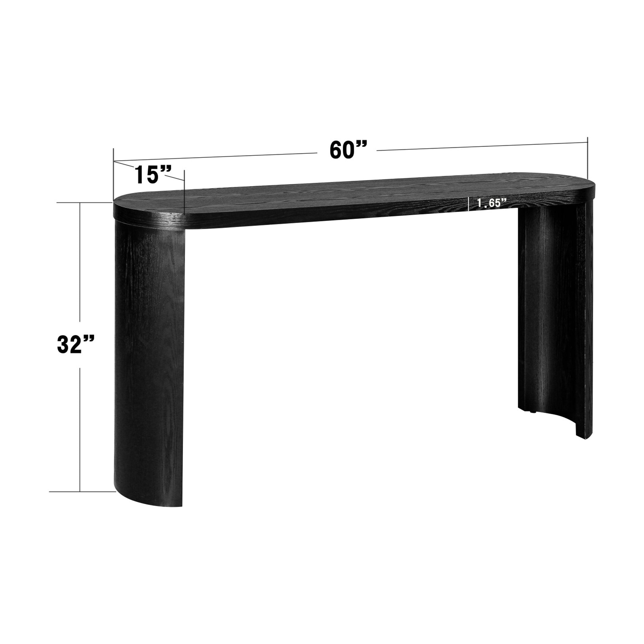 Clea Minimalist 60" Versatile Console Table, Entryway Table with Adjustable Curved Legs, Black