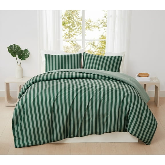 Truly Soft Weston Stripe Microfiber 100% Microfiber Polyester  3 Piece King Comforter Set in Green, All Season, Adult Size, OEKO-TEX Certified